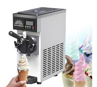 Atwynd Countertop Ice Cream Maker Metallic, 4-5 Kg/H Capacity Soft Serve Maker, Single Flavor Ice Cream Machine, Cream Commercial & Home Soft Serve Ice Cream Maker, LCD Touch Panel Cream