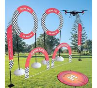 Atwynd Office Park FPV Drone Racing Gate Set, Drone Race Course Kit, RC Planes Competition Training Track Practice Equipment, Obstacle Hoop + Course Flag + Arch Gate + Landing Pad Mat B