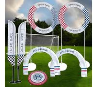 Atwynd Office Park FPV Drone Racing Gate Set, Drone Race Course Kit, RC Planes Competition Training Track Practice Equipment, Obstacle Hoop + Course Flag + Arch Gate + Landing Pad Mat C