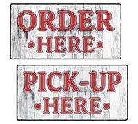 ATX CUSTOM SIGNS - Order Here and Pick Up Here Signs 2 Pack Red and White