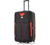 ATX Luggage 26” Medium Suitcase Expandable Durable Lightweight Suitcase with 2 Wheels & Built-in 3 Digit Combination Lock (Black/Red, 79 Liter)