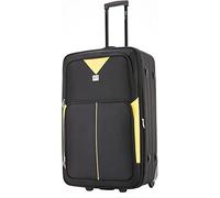 ATX Luggage 29" Large Suitcase Expandable Soft Shell Durable Lightweight Hold Check in Trolley Case with 2 Wheels & Built-in 3 Digit Combination Lock (Black/Yellow, 120 Liters)