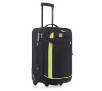 ATX Luggage 55x35x20cm Cabin Suitcase-Lightweight Softshell Carry-ons Approved for Ryanair EasyJet British Airways with 2 Wheels and Built-in Combination Lock (Black/Lime, 48 Liter)