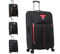 ATX Luggage Extra Large Suitcase Expandable Durable Lightweight Suitcases with 4 Dual Spinner Wheels and Built-in 3 Digit Combination Lock (Black/Red, 32 Inches, 159 Liters)