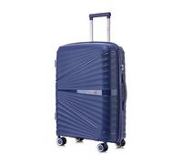 ATX Luggage Medium Suitcase Unbreakable Polypropylene Hard Shell Hold Check in Fits 23-26KG Super Lightweight with 4 Dual Spinner Wheels and Built in TSA Lock (Midnight Blue, 65 Liters)