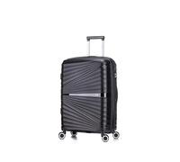 ATX Luggage Medium Suitcase Unbreakable Polypropylene Hard Shell Hold Check in Fits 23-26KG Super Lightweight with 4 Dual Spinner Wheels and Built in TSA Lock (Midnight Black, 65 Liters)