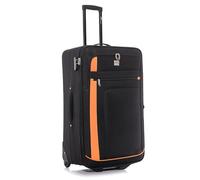 ATX Luggage Suitcase Large Expandable Soft Shell Durable Lightweight Hold Check in Trolley Case with 2 Wheels & Built-in 3 Digit Combination Lock (Black/Orange, 120 Liters)
