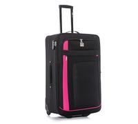 ATX Luggage Suitcase Large Expandable Soft Shell Durable Lightweight Hold Check in Trolley Case with 2 Wheels & Built-in 3 Digit Combination Lock (Black/Pink, 120 Liters)