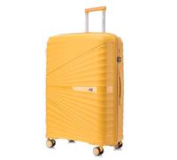 ATX Luggage Suitcase Large Unbreakable Polypropylene Hard Shell Hold Check in Fits 23-26KG Super Lightweight with 4 Dual Spinner Wheels and Built in TSA Lock (Honey Yellow, 110 Liters)