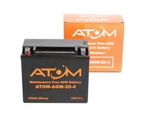 ATX20-BS Atom AGM Motorcycle Battery Factory Sealed 12V 20Ah