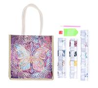 Atyhao 5D Rhinestone Painting Tote Bag, Strong Stickiness DIY Rhinestones Butterfly Pattern Literary Tote Bag Colorful 5D Rhinestone Painting Tote Bag Making Tool Kit for Craft