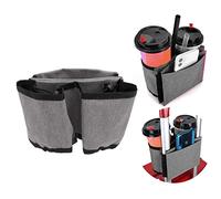 Atyhao Luggage Travel Cup Holder, Portable Drink Caddy Bag Hold Two Coffee Mugs Your Hand for Drink Fits Roll on All Suitcase Handles Traveler Accessory for Men Women (Grey)