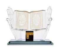 Atyhao Muslim Crystal Ornament, Gilded Kaaba Hand Holding Book Model for Home Office Table Vehicle Decor Gift Religious Decorative Figurine for Collectors