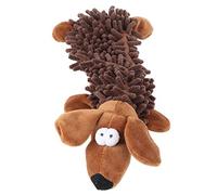 Atyhao Small Dog Chew Toys for Puppy Teething, Plush Squeaky Toys for Small Dogs Cats, Interactive Boredom Relief Toy with Animal Shapes Brown Dog Yellow Duck Pink Pig White Chicken