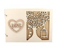 Atyhao Wooden Wedding Guest Book Album Message Notebook for Wedding Engagement Decoration Event Party Supplies Decorations Guestbooks(#2)