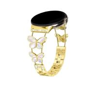 ATYJMOK Metal Inlaid Diamond Double Butterfly Watch Strap Suitable Fit For Google Pixel Watch 1/2/3/4 41mm(Golde)