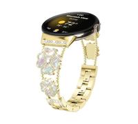 ATYJMOK Suitable for Google Pixel Watch 41mm Clover Double Chain Diamond encrusted Watch Strap(Golde)
