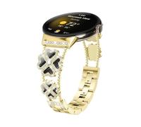 ATYJMOK Suitable for Google Pixel Watch 41mm Clover Double Chain Diamond encrusted Watch Strap(Golde-1)