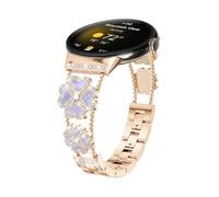 ATYJMOK Suitable for Google Pixel Watch 41mm Clover Double Chain Diamond encrusted Watch Strap(Rose gold-1)