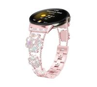 ATYJMOK Suitable for Google Pixel Watch 41mm Clover Double Chain Diamond encrusted Watch Strap(Rose pink)