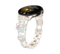 ATYJMOK Suitable for Google Pixel Watch 41mm Clover Double Chain Diamond encrusted Watch Strap(Starlight)