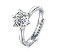 Atylyk 1.5ct Moissanite Engagement Ring Adjustable Moissanite 925 Sterling Silver Ladies Wedding Promise Ring for Women