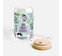 ATYRE Dad Affirmation Iced Coffee Glass, 16oz Libbey Can with Bamboo Lid & Straw, Daily Motivational Cup for Fathers, New Dad Gift, Father’s Day Present, Positive Quote Glass for Men
