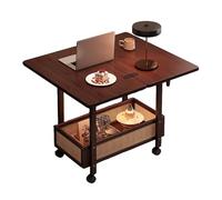 ATYUJKB Folding Coffee Table with Wheels Rolling Mobile Tea Table on Wheels Foldable End Table Portable Sofa Side Table Small Movable Coffee Table for Living Room Bedroom Balcony