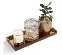 ATZYmolin 11" x 4.3" Bathroom Vanity Tray Acrylic Decorative Counter Organizer for Soap Dispenser, Perfume, Candle, Makeup - Rectangle Tray for Sink, Toilet Tank, Dresser Home Decor, Small Brown