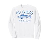 Au Gres Michigan Walleye Fishing Retro Arched Blue Letters Sweatshirt