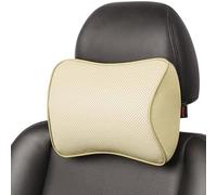 au-kee Memory Foam Car Neck Pillow Soft Leather Headrest for Driving Home Office Beige (1PC)