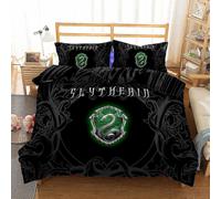 (AU KING 220x240cm, One size) Harry Potter Slytherin 3d Printed Bedding Set Duvet Cover Quilt Cover Pillowcase Single Double Kids