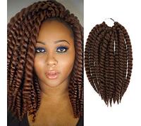 AU-THEN-TIC Jumbo Senegalese Twist Crochet Hair, 12 Inch, 6 Pack, Synthetic Extensions for Havana and Mambo Twist Styles, (33, Dark Auburn)
