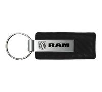 Au-TOMOTIVE GOLD Carbon Fiber Rectangular Leather Key Chain for Dodge Ram (Black), Black, Default