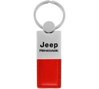 Au-Tomotive Gold, INC. Duo Leather Chrome Key Fob for Renegade Red - KC1740.Rene.RED-1