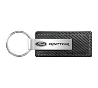 AU-TOMOTIVE GOLD, INC. Officially Licensed Black Carbon Fiber Leather Key Chain for Ford Raptor, Black, Standard, Modern