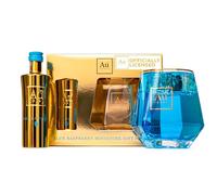Au Vodka Gift Set, Blue Raspberry 5 iamond Cut Gold Glass | Officially Licensed, Flavoured Vodka Gifts for Men, Women, Handcrafted in the UK, Birthday