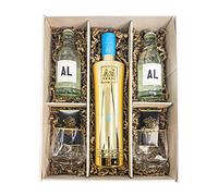 Au Vodka Gift Set Hamper with Matching Sparkleware Gold Rim Hexagonal, Tumbler Glasses, AL Lemonade, Chocolates and Gift Box - Vodka Gifts for Women, Birthday & Fathers Day (Blue Raspberry)