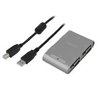 AU0032 Converter USB 2.0 D-Sub 9pin Male x4, USB B-Female LOGILINK
