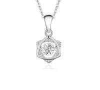 Au750 White Gold Hexagon Floating Stone Necklace Pendant for Women, 45cm