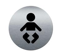 AUA SIGNALETIQUE - AluSign printed brushed aluminium door plate Ø 85 mm - thickness 3 mm - Double sided adhesive on the back (Nurserie)