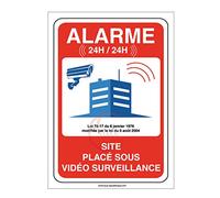 AUA SIGNALETIQUE - Autocollant site sous Alarme vidéo Surveillance 24H /24-150x210 mm, Vinyl adhésif