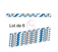 AUA SIGNALETIQUE - Lot de 6 Bandes de Marquage au Sol - Gardez Vos Distances - Bleu - Autocollant laminé - 1300x100 mm