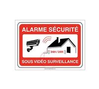 Aua Signaletique - Panneau Alarme Sécurité sous Vidéo Surveillance 24H/24 Propriété Privée - 300X210 Mm, Pvc 1. 5 Mm
