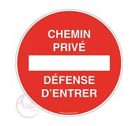 Aua Signaletique - Panneau Chemin Privé Défense d'Entrer - Ø 450 Mm, Vinyl Adhésif