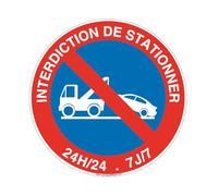 AUA SIGNALETIQUE - Panneau Interdiction de Stationner 24H/24 Et 7J/7 - Ø 230 Mm, aluminium dibond 3mm