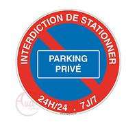 Aua Signaletique - Panneau Interdiction de Stationner Parking Privé - Ø 130 Mm, Pvc 1. 5 mm