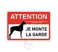 AUA SIGNALETIQUE - Panneau Signalisation Attention Chien : Je Monte la Garde - 150x105 mm, Aluminium Dibond 3mm