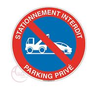 AUA SIGNALETIQUE - Panneau Stationnement Interdit Parking Privé 2 - Ø 130 mm, PVC 1.5mm