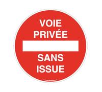 AUA SIGNALETIQUE - Panneau Voie Privée, sans Issue - Ø 450 mm, Aluminium Plat 3mm